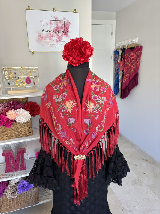 Mantoncillo seda rojo
